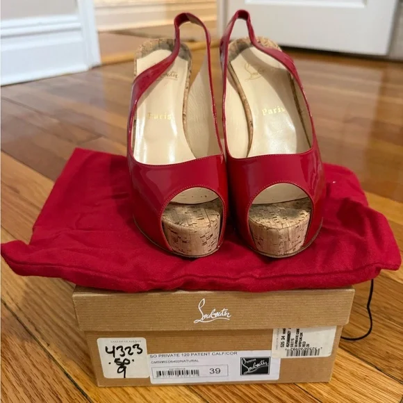 Christian Louboutin So Private 120 Red patent Slingback sandals size 39